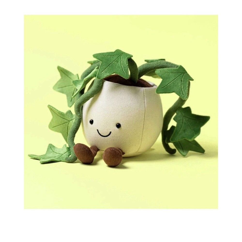 New with Tags JELLYCAT London Amuseables Ivy Plant White Pot Green Leaves Plush